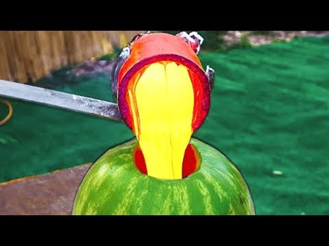 2,805 DEGREE LAVA VS Watermelon!